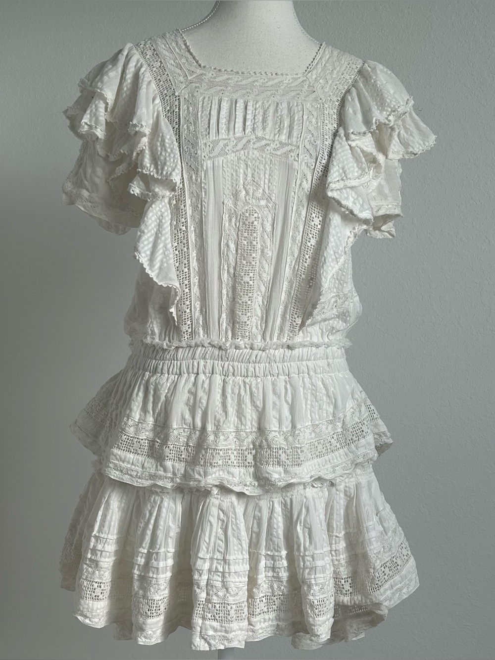 loveshackfancy stella heritage crochet mini dress